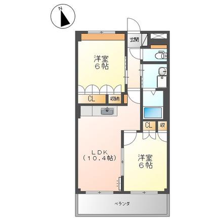ランドマーク曙弐番館(2LDK/2階)の間取り写真