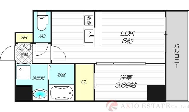 GRAN PASEO 江坂(1LDK/2階)の間取り写真