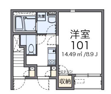 東京メトロ東西線 葛西駅 徒歩19分 2階建 築12年(1K/1階)の間取り写真