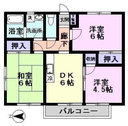 シャルマンS(3DK/2階)の間取り写真