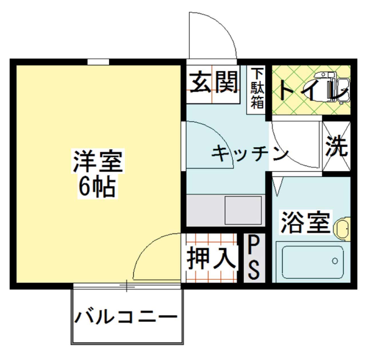 メゾンジェンティール(1K/1階)の間取り写真