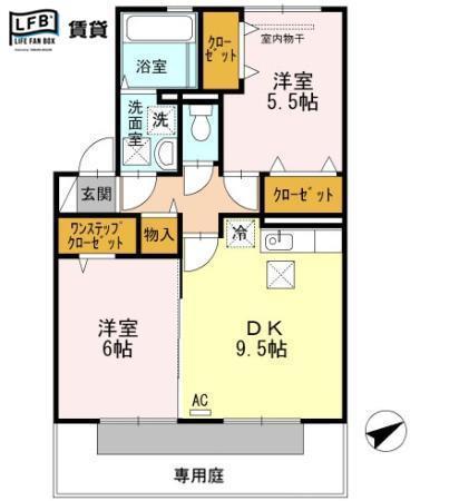 スターパレス下松 ヘラクレス館(2DK/1階)の間取り写真