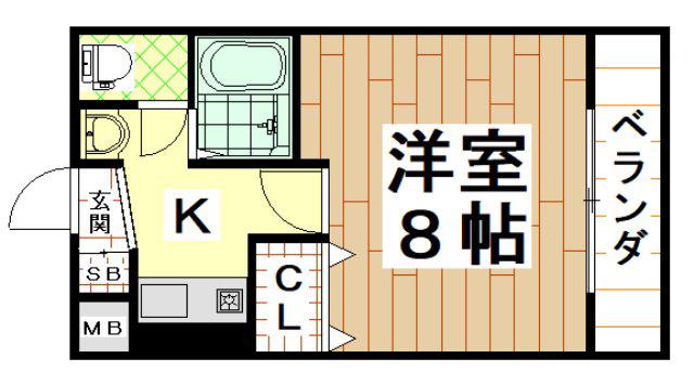 ヤノロイヤルガーデン(1K/2階)の間取り写真