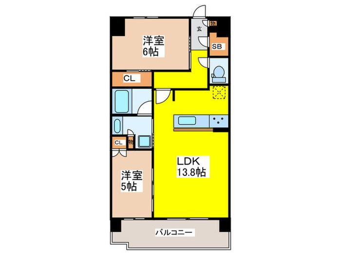 セントラルゲートレジデンス(2LDK/11階)の間取り写真