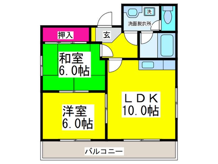 グレースアン(2LDK/3階)の間取り写真