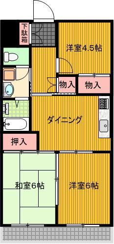 マンション紺屋(3DK/2階)の間取り写真