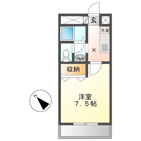 ピアリープレイス(1K/2階)の間取り写真