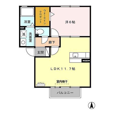 セピアコート(1LDK/2階)の間取り写真