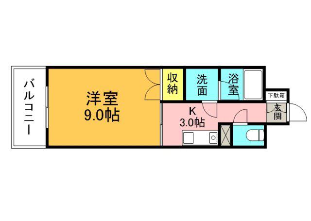 ラフィネ十日市(1K/8階)の間取り写真