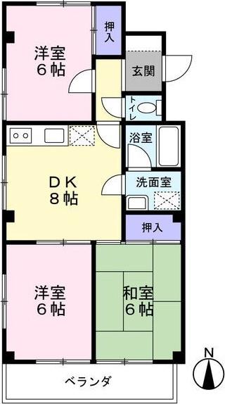 第二マルヤスハイツ(3DK/3階)の間取り写真