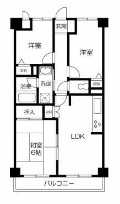 ジェイパレス入間(3DK/1階)の間取り写真
