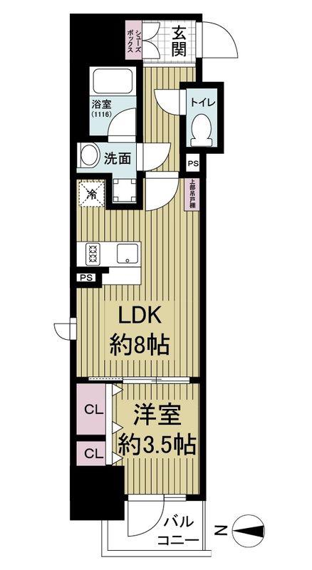 レジュールアッシュ谷町四丁目グランクラス(1LDK/9階)の間取り写真