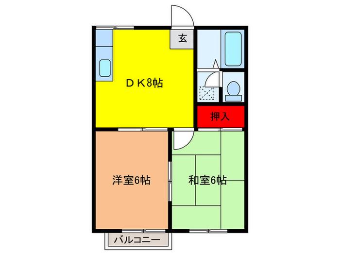 グリーンアイランド(2DK/2階)の間取り写真