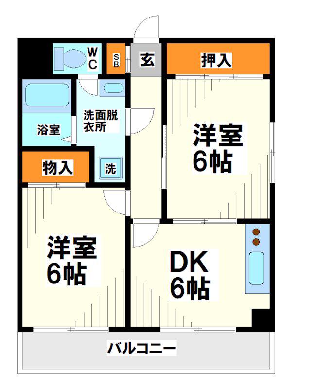 ガーデンヒルズ白糸(2DK/2階)の間取り写真