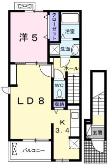 ボニート(1LDK/2階)の間取り写真