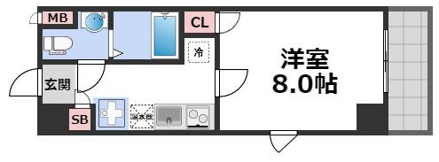 URO勝山(1K/3階)の間取り写真