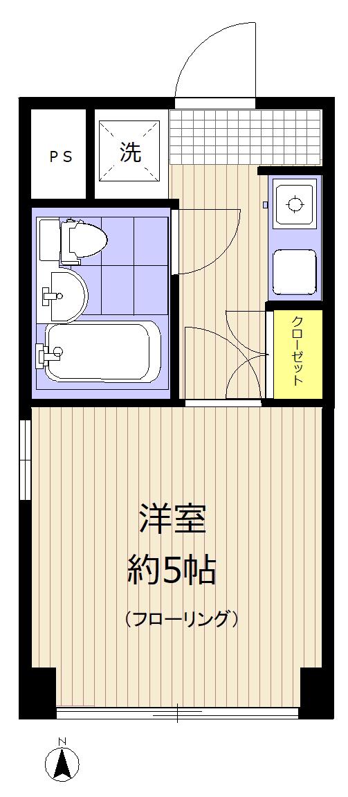 レイクヒル(1K/2階)の間取り写真
