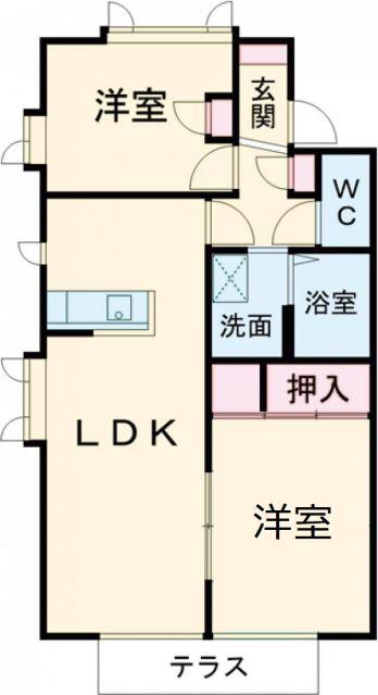 ラフォーレ柊(2LDK/1階)の間取り写真
