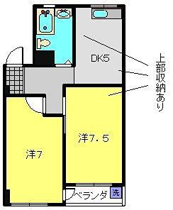 竹之丸パークマンション(2DK/4階)の間取り写真