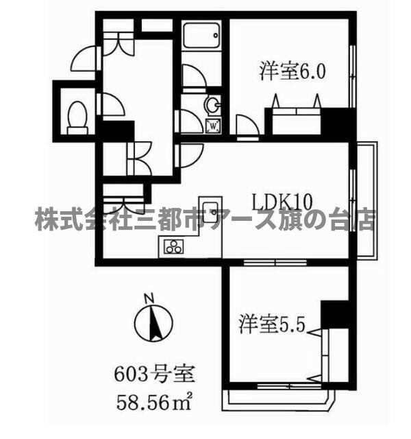 日経エスプラナード(2LDK/6階)の間取り写真