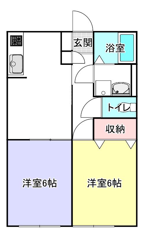 ミントベル(2DK/1階)の間取り写真