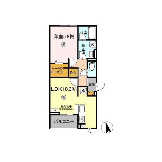 D-INVEST東原 B(1LDK/3階)の間取り写真