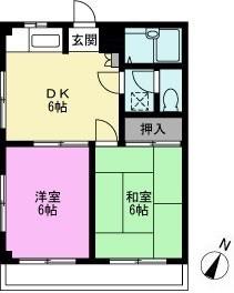 ハイツルレーブ(2DK/3階)の間取り写真