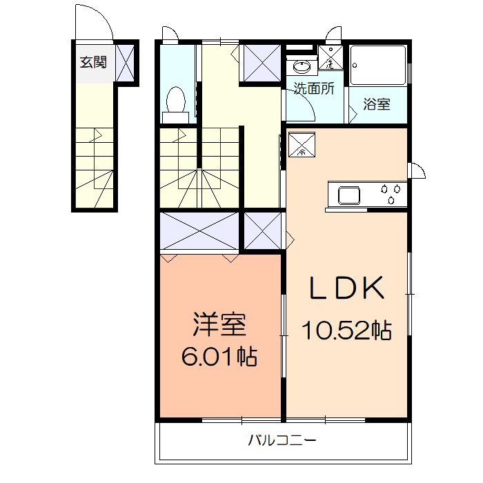 カーサ ラシュレ(1LDK/2階)の間取り写真
