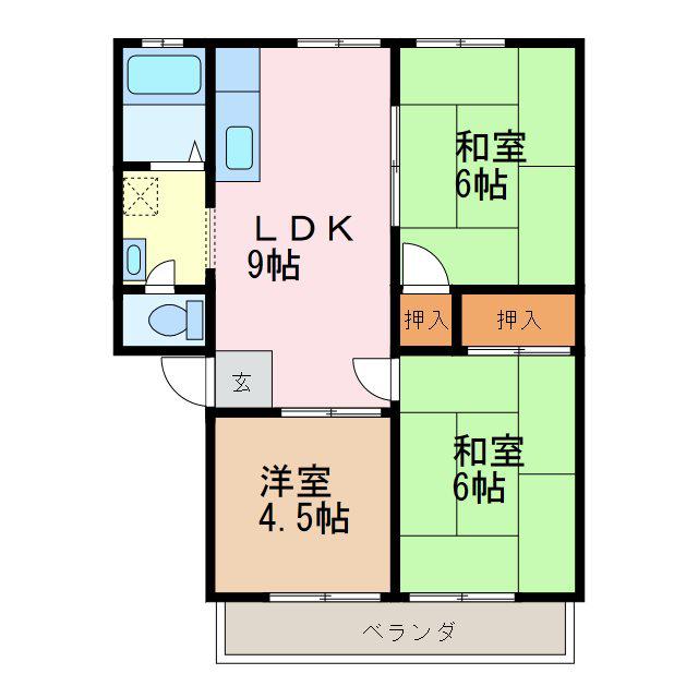 小松パレス(3LDK/2階)の間取り写真