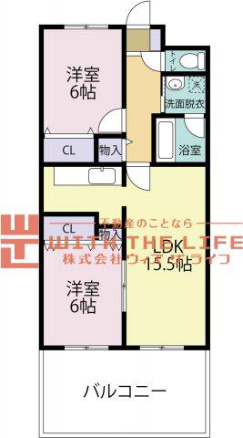 ロックベアーヒルズII(2LDK/2階)の間取り写真