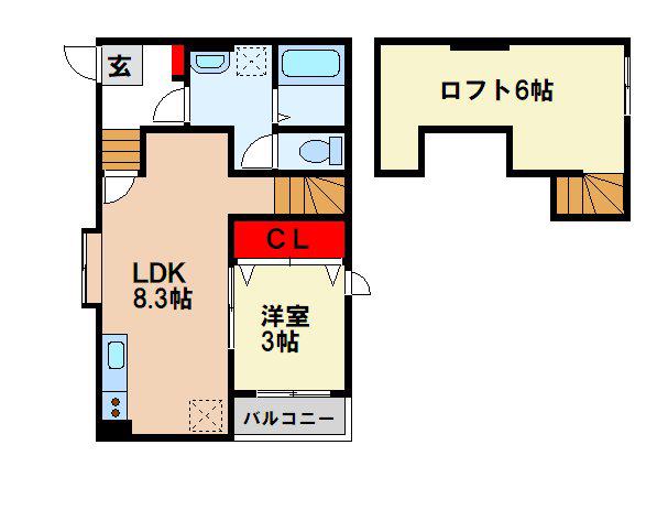 AR・TWINS二日市I(1LDK/1階)の間取り写真