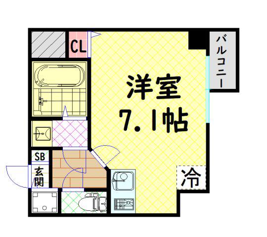 S-RESIDENCE難波BRILLER(1K/2階)の間取り写真