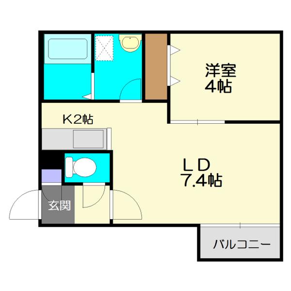 ルーチェ厚別(1LDK/4階)の間取り写真