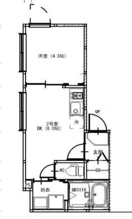 前野町四丁目2(1DK/2階)の間取り写真