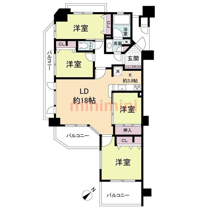 レジディア千里万博公園(4LDK/2階)の間取り写真