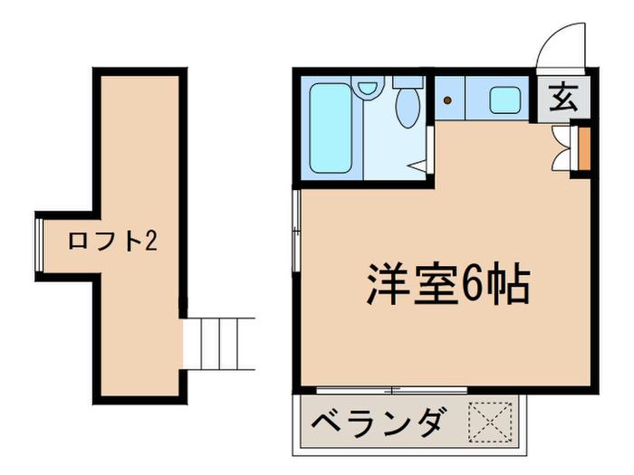 フタバハイツ(ワンルーム/2階)の間取り写真