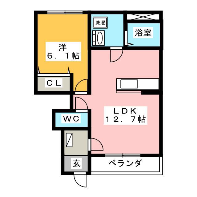 LEBEN清流(1LDK/1階)の間取り写真