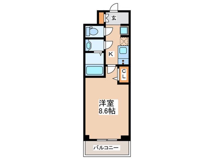 ラフィーナなんば(1K/2階)の間取り写真