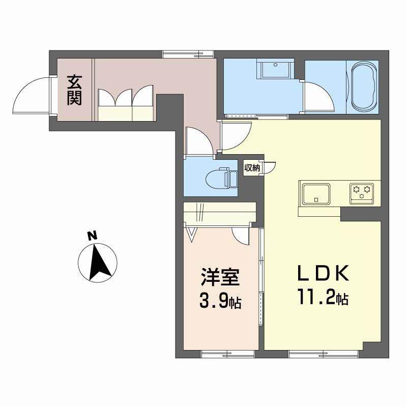 シャーメゾン 栄町(1LDK/1階)の間取り写真