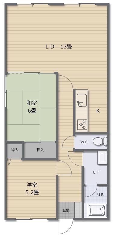 ランドマーク昭和(2LDK/3階)の間取り写真