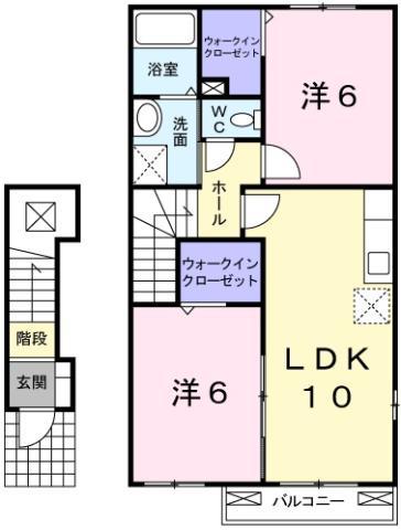 グリュックハウス B(2LDK/2階)の間取り写真