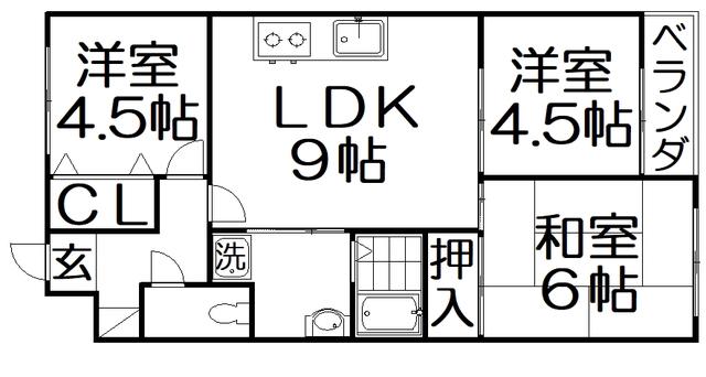 ファームハイツ(3LDK/2階)の間取り写真