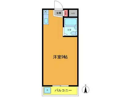 ヴィラ梶山(ワンルーム/1階)の間取り写真