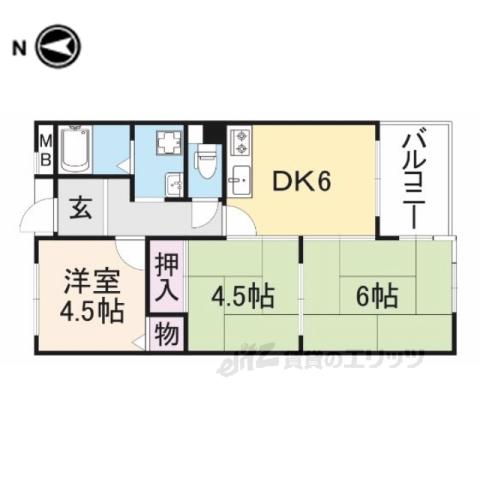 ライフコート萩の台(3DK/1階)の間取り写真
