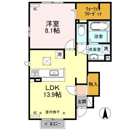 プレミアAIII(1LDK/1階)の間取り写真