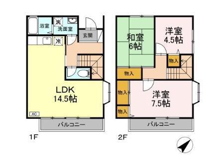 エクセル八雲(3LDK/1階)の間取り写真