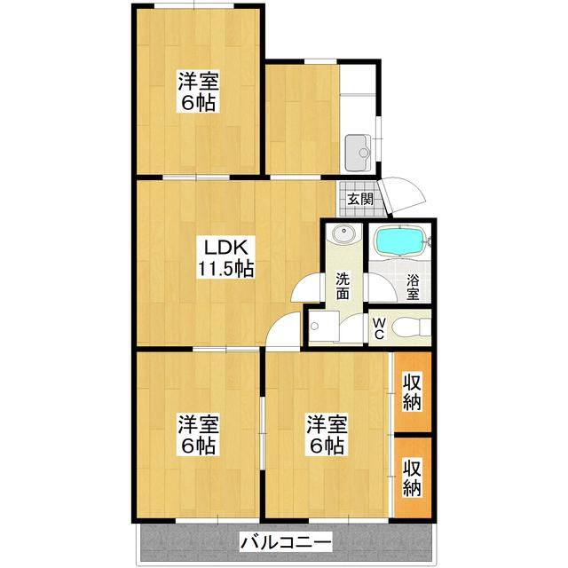 第3山忠マンション(3LDK/3階)の間取り写真
