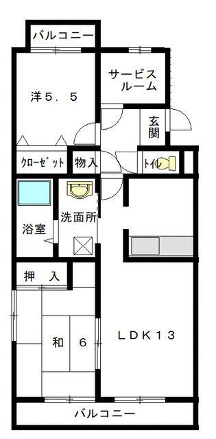 グランドール領家(2SLDK/1階)の間取り写真