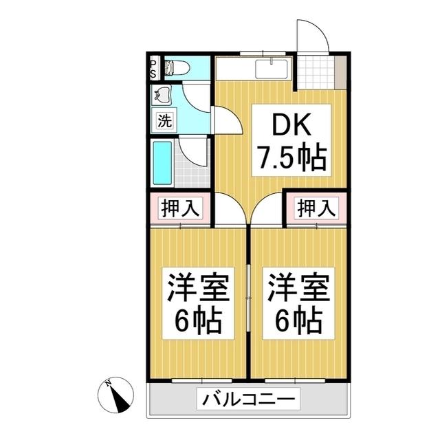サンハイツ 1(2DK/1階)の間取り写真