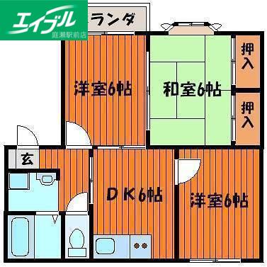 エスペランスA(3DK/1階)の間取り写真